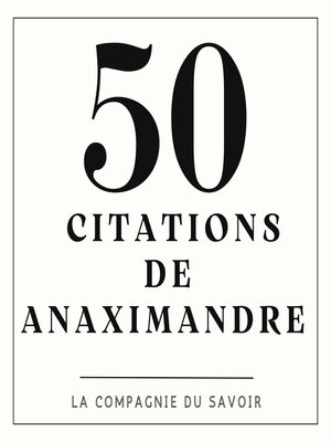 cover image of 50 citations d'Anaximandre